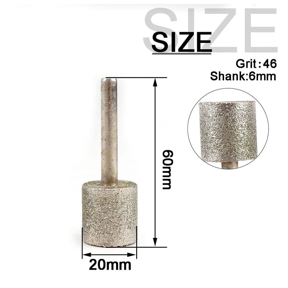 6-30mm Diamond Coated Grinding Head Cylinder Burr Bits F Dremel Rotary Tools 5pc - Image 3 of 4