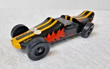 Vintage Cub Scout Pinewood Derby Car #5 SMITH Turbo Flames Black BSA Racer