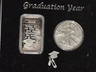2005 Silver Dollar 1 Troy Oz Silver And 1 Troy Oz Silver Bar 2005 Graduation Set