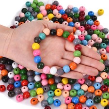400PCS 12mm 20 Colors Colorful Round Wooden Beads for Craft Home Party Festiv...