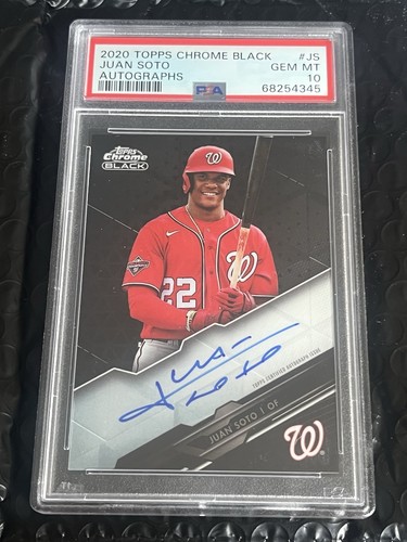2020 Topps Chrome Black Juan Soto Auto On Card CBA-JS Nationals PSA 10 Gem Mint