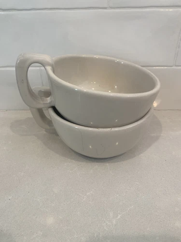 Set Of 2 Frankoma Pottery White Soup Mugs 4SC READ