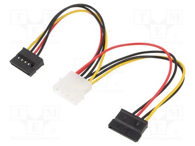 Kabel: SATA Stromversorgung Molex männlich,SATA weiblich x2