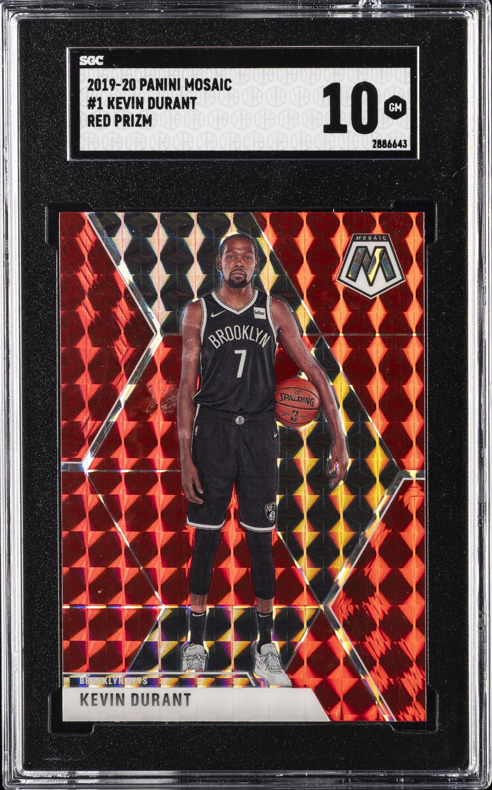 2019-20 PANINI MOSAIC RED PRIZM #1 KEVIN DURANT SGC 10 GM