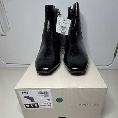 Worthington Ranch Black Synthetic Memory Foam Zip Ankle Bootie US 6.5 Women