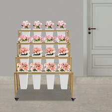 4-tier Flower Holder Flower Display Stand with 16 Pieces Buckets Metal PP