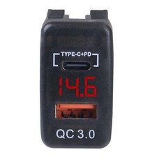 Dual Type C  PD USB QC 3.0 Car Socket Charger 12-24V LED Car Adapter For Toyota