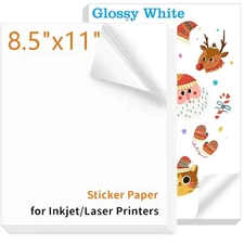 Lot 8.5"x11" Printable Vinyl Sticker Paper Glossy Waterproof for Inkjet & Laser