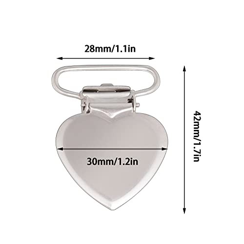 20pcs Silver Suspender Clips Heart Shaped Metal Holder Clips Sheet Fasteners - Picture 2 of 7