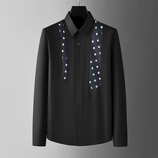 Fashion Men's Cotton Blend Long Sleeve Shirts Slim Fit Business Dress Prom Tops