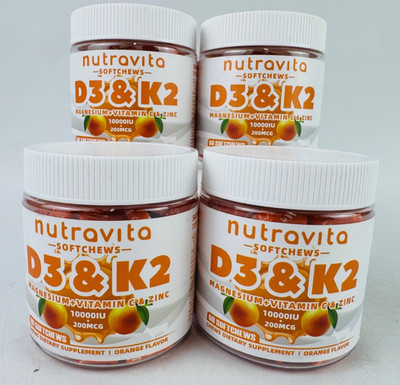 Nutravita Sugar-Free Vitamin D3 K2 Chews with Calcium Orange Flavor 4 Pack