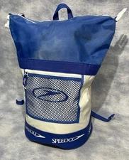 Vintage Speedo Large Backpack Dive/Swim Bag 19 x 16 x 11 Blue & White