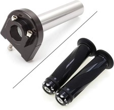 Motorcycle 7/8" Handle bar Hand Grips with Anodized CNC Quick Twist Throttle ...