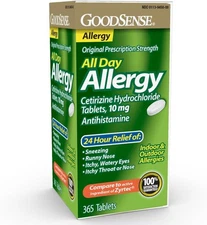 GoodSense All Day Allergy, Cetirizine Hydrochloride 365 Count (Pack of 1) 