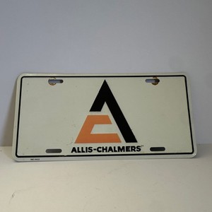 Allis Chalmers Logo Advertising License Plate, Agriculture, White/Black/Orange