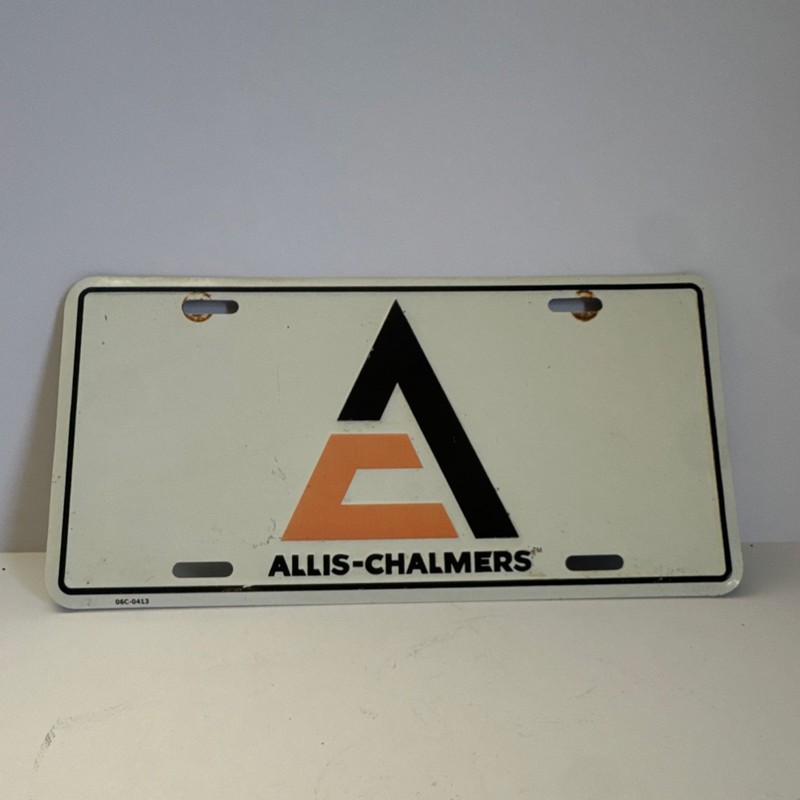 Allis Chalmers Logo Advertising License Plate, Agriculture, White/Black/Orange