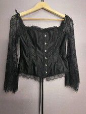 Corset Bustier Black Steampunk With Sleeves Of Lace Closing Pins 2XL