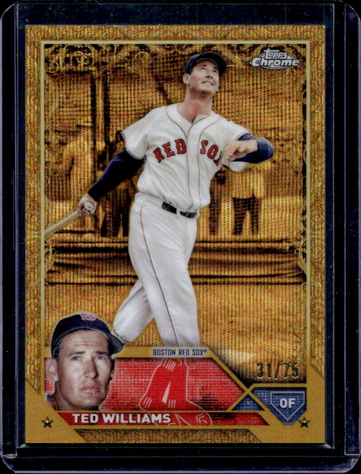 2023 Topps Gilded Collection Ted Williams Refractor Wave Gold Etch #/75 Red Sox