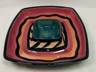Vintage 1988 Gail Pittman "Brio" Appetizer Plate #93 Fiesta Style Chip And Dip