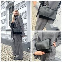 Handmade Schultertasche Damen Leder UmhäNgetasche Schwarz Handtasche Klein
