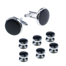 8pcs Mens Cufflinks And Studs Set For Tuxedo Shirts Business Wedding Black 