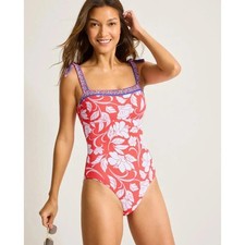 Tommy Bahama Island Cays Fiori One Piece Swimsuit Size 6 Citrus Coral 158