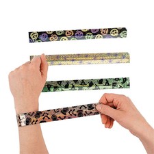 9" Classic Halloween Icon Multicolor Metal Slap Bracelets - 12 Pc.