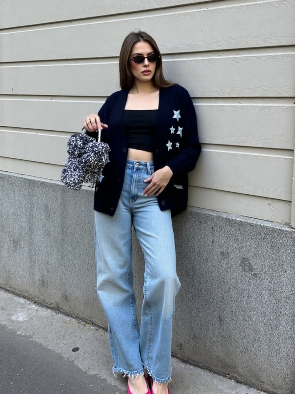 Taylor Swift Midnights Cardigan Stylish Knit Sweater Navy Blue leisure Design