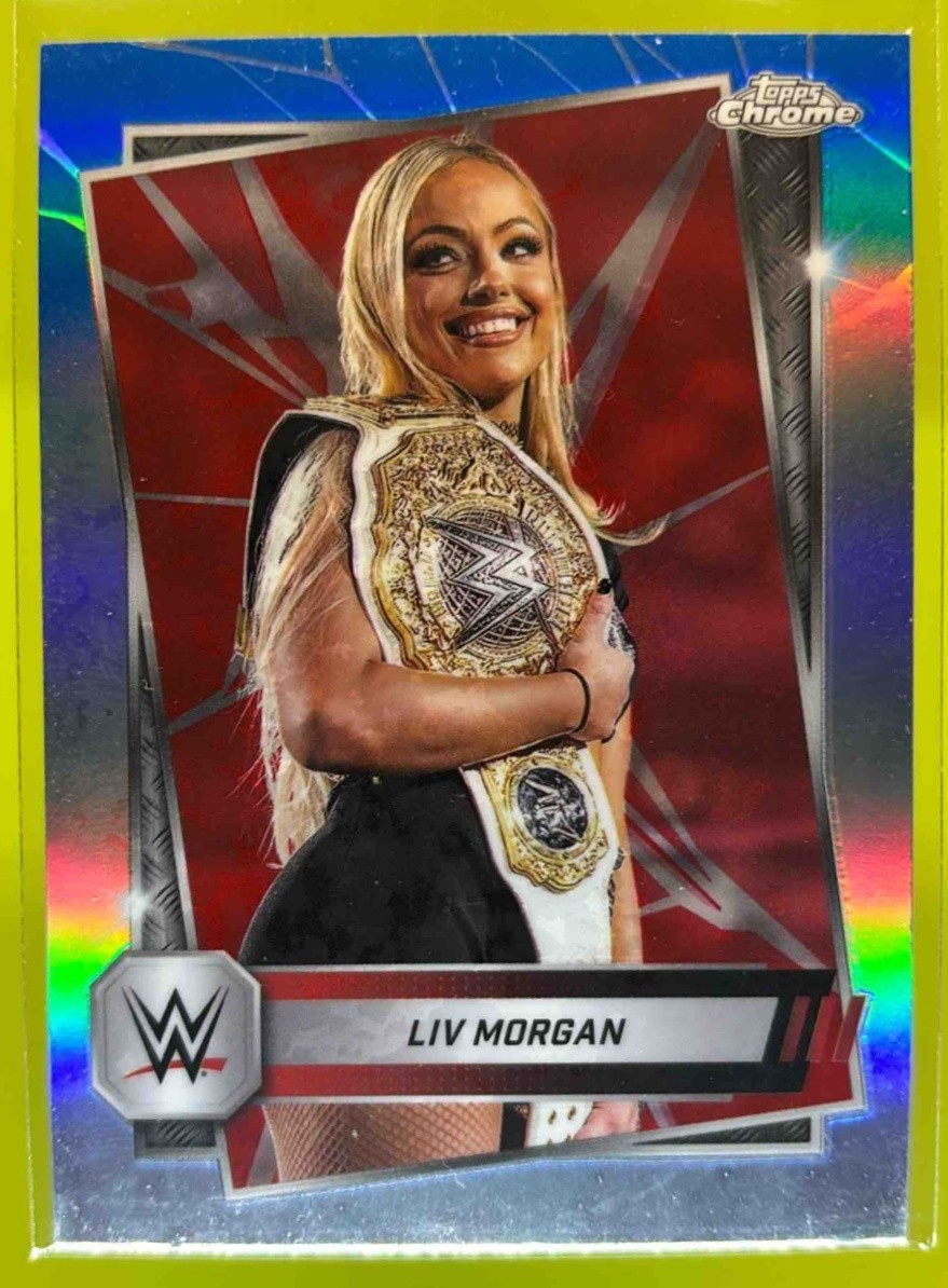 2025 Topps Chrome WWE Liv Morgan Red and Blue Refractor #146