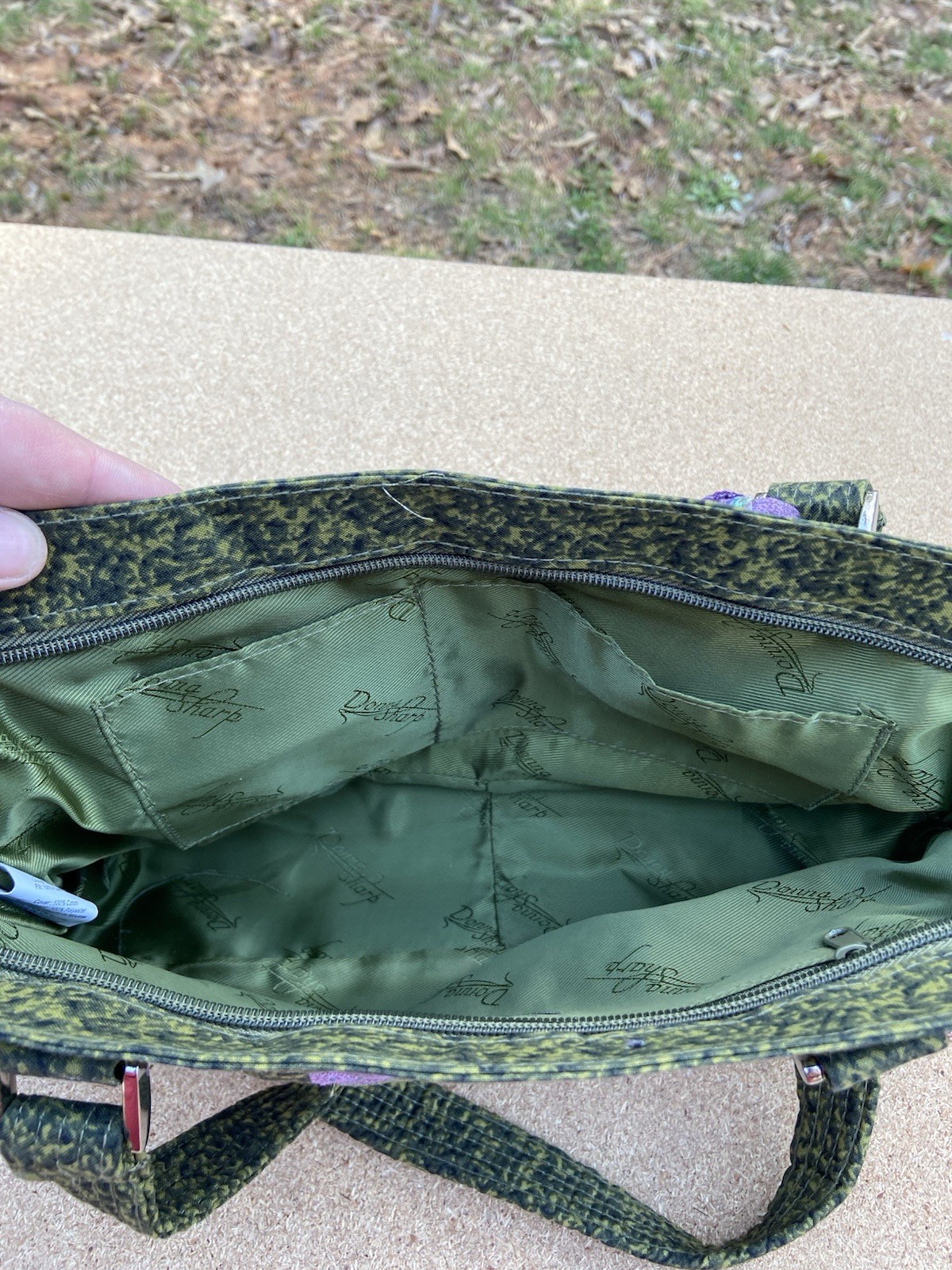 Donna Sharp Patchwork Quilted Green Purple Should… - image 9