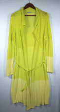 Issey Miyake Knit Cardigan Sweater Belt Women's M Green Yellow Ombre Mesh Duster