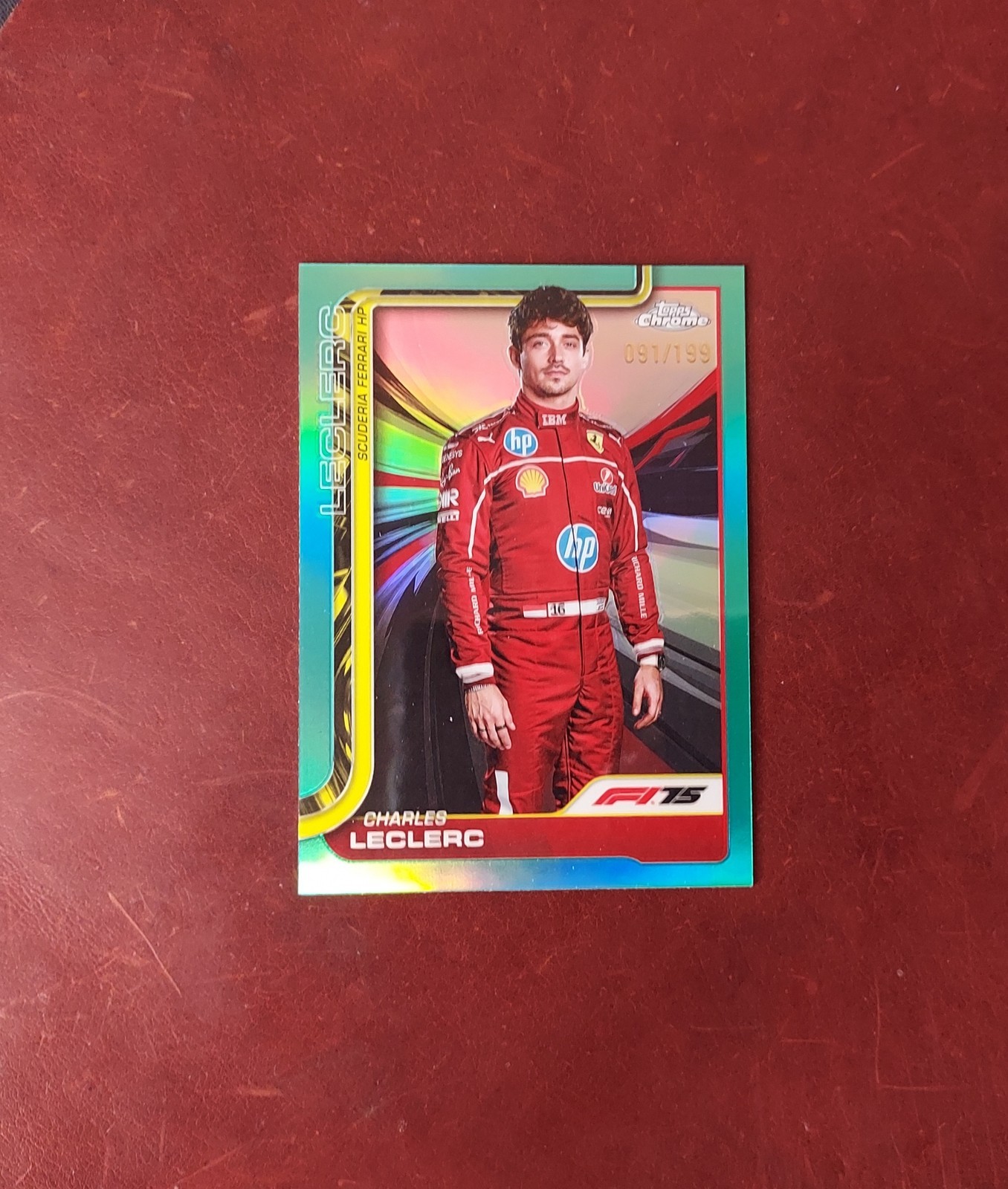 2025 F1 Topps Chrome Charles Leclerc #3 Portrait True Aqua Refractor /199 SP