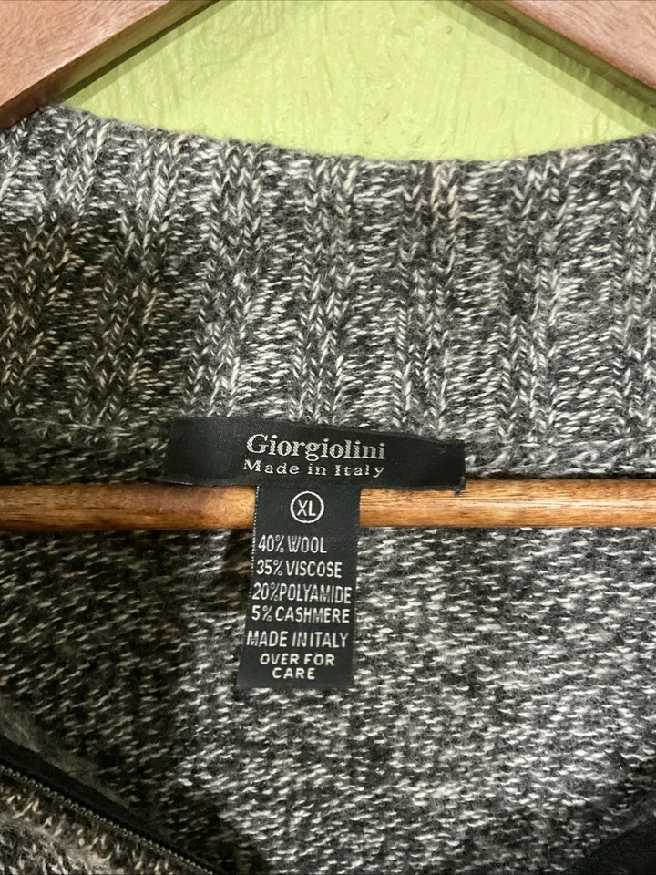 Suéter Giorgiolini Mezcla Lana Cachemira Para Hombre XL Gris 1/4 Cremallera Hecho en Italia LEER Foto 2 de 4