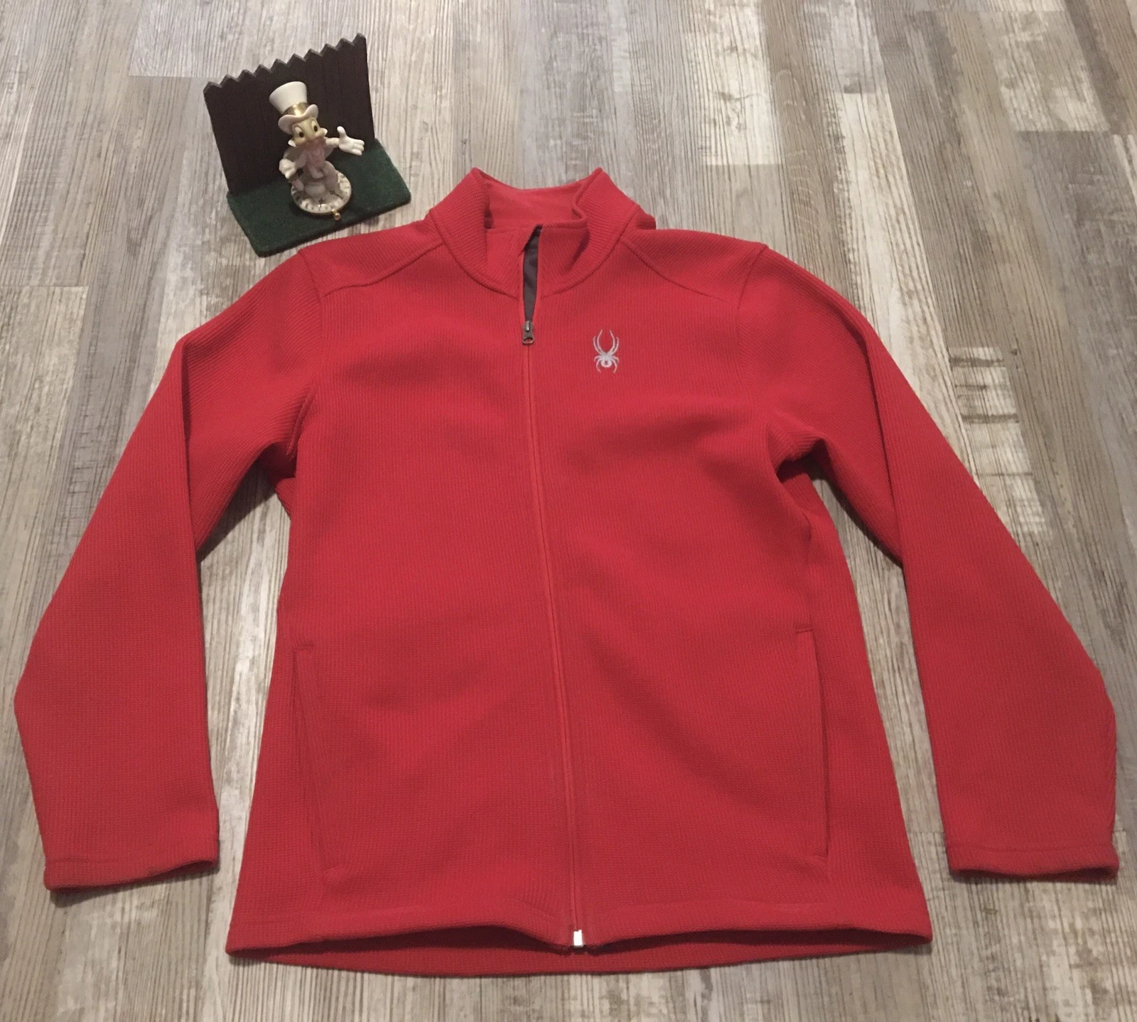 Spyder Core Fleece Lined Mens Large red fleece pullover jacket skiing NICE