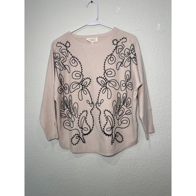 LA VILA MILANO Women's Beige Embroidered Knit Sweater XS