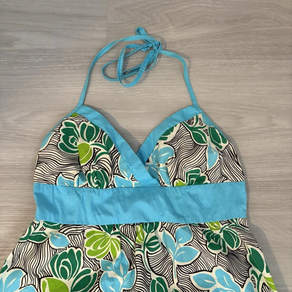 Mini Vestido XOXO Mujer Flores Azul Verde Talla 7 Foto 2 de 4