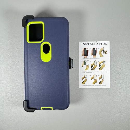 Case for Moto G Stylus 5G 2021 - Blue & Lime Green w/ Holster Clip | Dual Layer - Picture 21 of 21