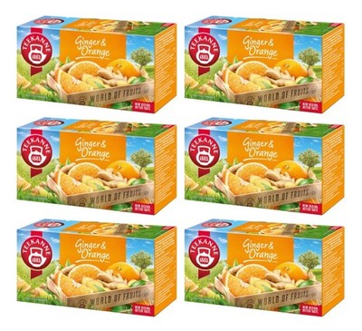 Teekanne Ingwer Orange Tee 6x 20 Teebeutel - Früchtetee Mischung mit Stevia