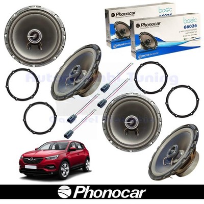 PHONOCAR 66026 Ant + Post coax speakers 165mm 60w for Opel Grandland X