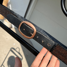 VTG 1970s Leather Bead Embellished Belt Unisex Solid Brass Buckle