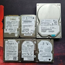 Lot of 6 Tested Working Laptop Hard Drives 2.5" IDE & 3.5" SATA – Hitachi IBM