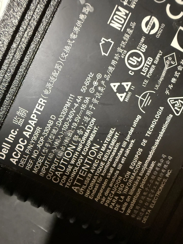 Cable adaptador de alimentación de CA para computadora portátil Dell DA330PM111 330W - Ver fotos - Foto 3 de 4