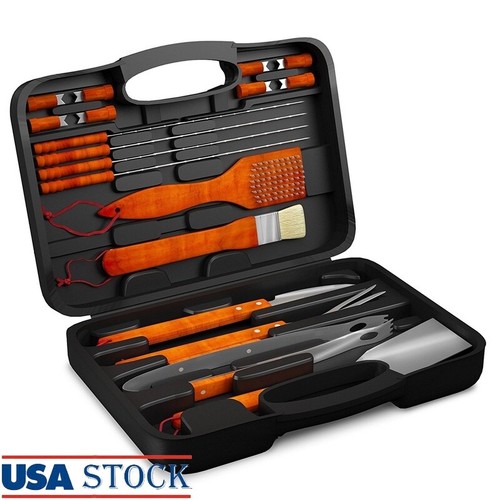 18-Piece BBQ Grill Tool Set Stainless Steel Case Accessories Outdoor Camping New
