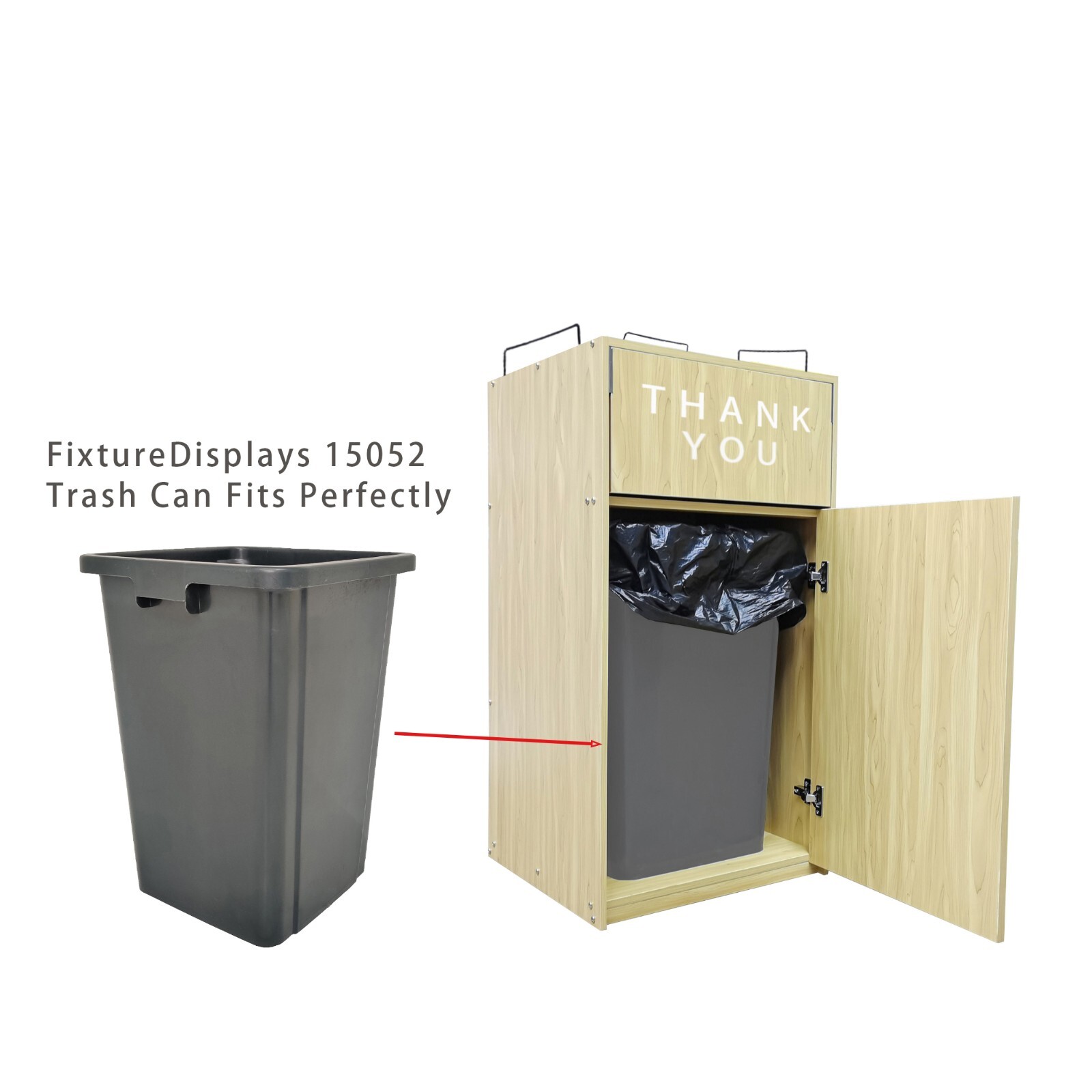 20X20X39" Maple Wood MDF Restaurant Fast Food Trash Bin Receptacle Enclosure