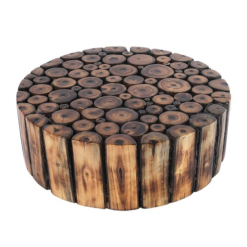 Handmade Wooden Round Shape Stool Natural Wood Logs Smooth Finish for for Kitche - Picture 14 of 16
