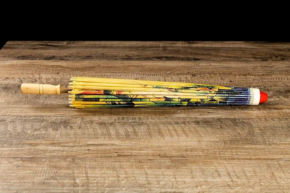 ASIAN HOME Rainproof Handmade Chinese Oiled Paper Umbrella Parasol 33" Peony... - Image 4 of 4