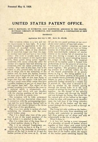 Official Baseball US Patent Art Print - Vintage 1927 - Antique Original 93 - Picture 2 of 3