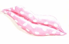 New Mini Kisses Pink White Plush Lips 15" Pillow - Great Gift