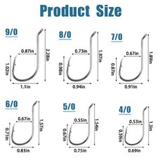 100pcs Octopus Fishing Circle Hooks 8299 High-carbon Steel Black Hook Saltwater