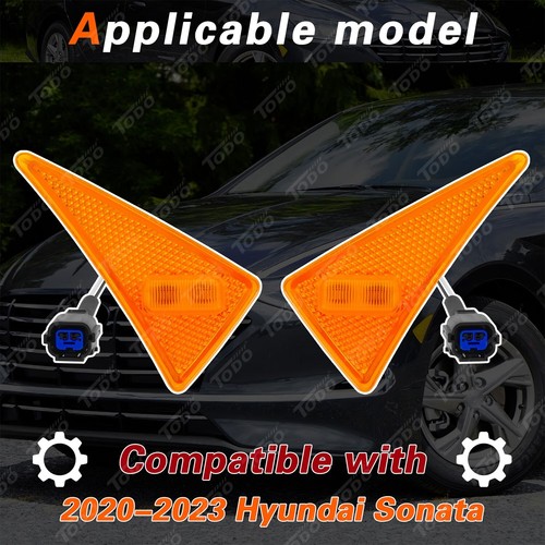 Fits 2020-2023 Hyundai Sonata SE Front LED Side Marker Light Pair LH RH - Picture 3 of 6